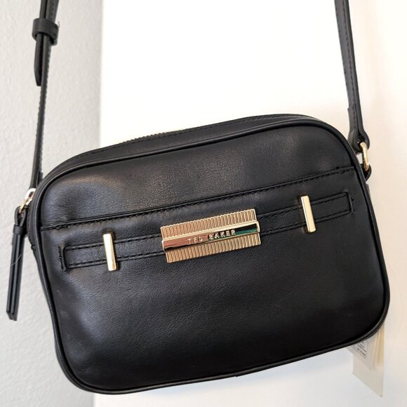 Ted Baker Black Leather Camera Crossbody Bag Gold Hardware NWT, Brand New w/Tags - Picture 2 of 8